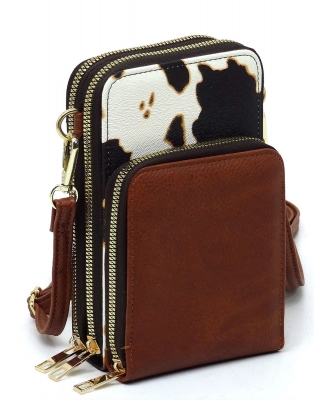 Fashion Crossbody Bag Cell Phone Purse AD081 COW BROWN